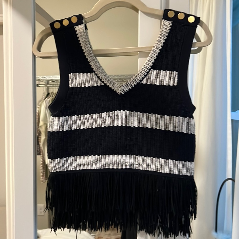 Club Monaco fringe detail tank